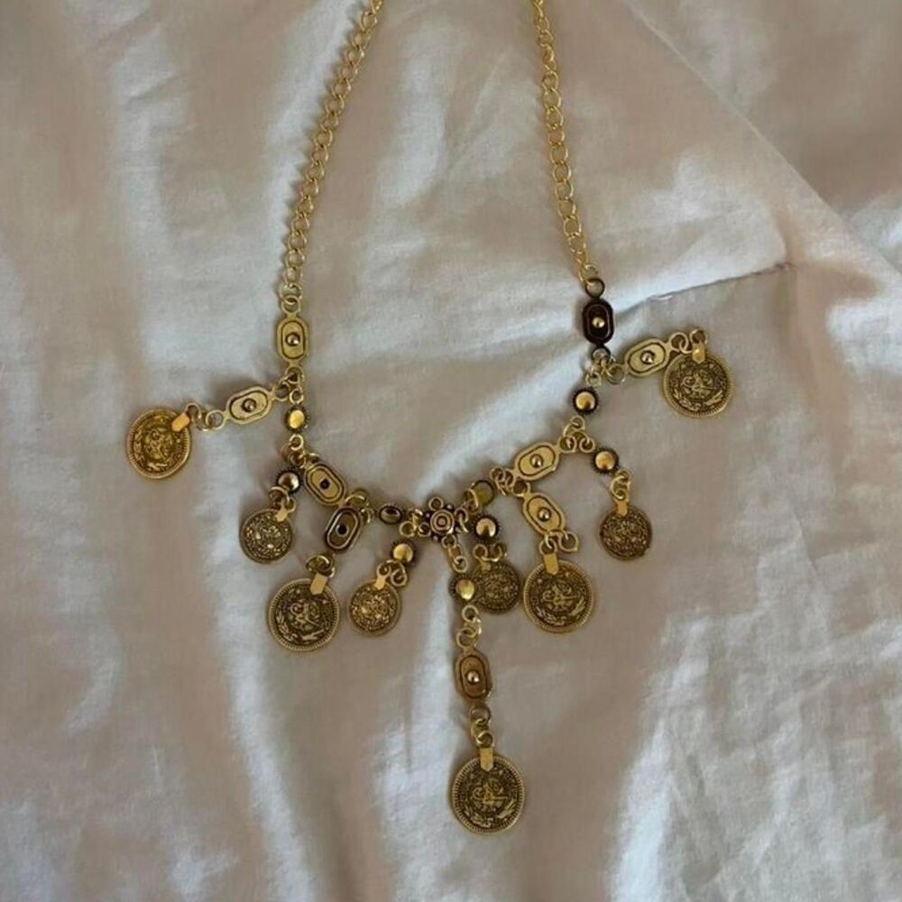 Women's Antique Medieval-Style Gold Coin Charm Necklace - Picture 2 of 5